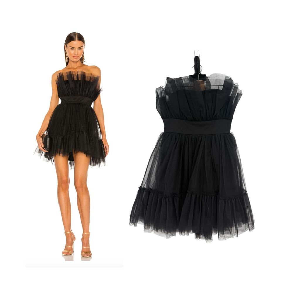 Katie May Ellee Tulle Mini Dress Black Strapless Fit & Flare Party Size Small